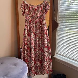“View from the meadow” off the shoulder dress